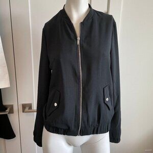 Warehouse One Lightweight Neutral Full Zip Poly Bomber Jacket Black Sz S NWOT